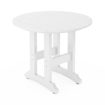 SoPoly 36 inch round outdoor dining table in multiple colors including Black, Destin White, Tybee Sand, and Heron Gray