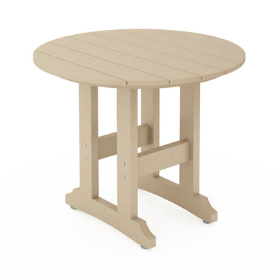 SoPoly 36 inch round outdoor dining table in multiple colors including Black, Destin White, Tybee Sand, and Heron Gray