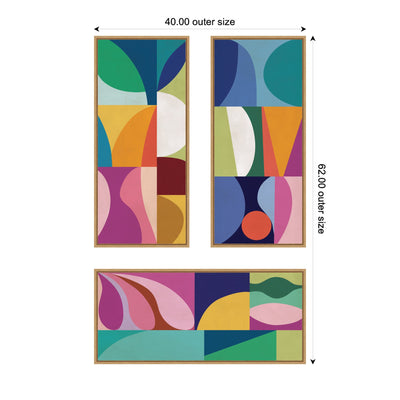 Abstract Panels 3 Piece Framed Canvas Wall Art Set by Rachel Lee