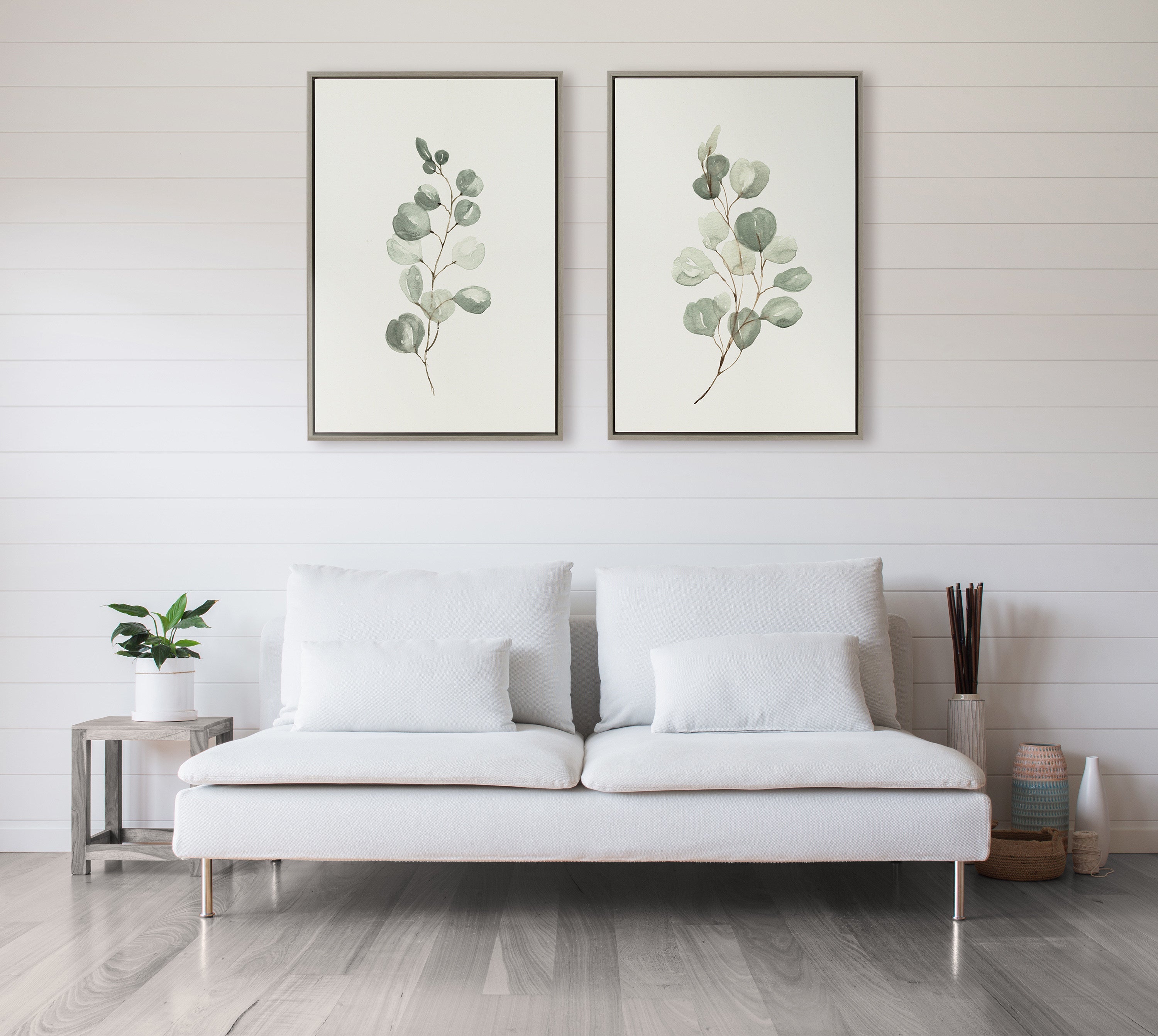Sylvie Eucalyptus Framed Canvas Set by Maja Mitrovic