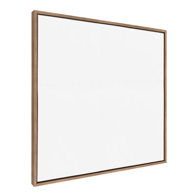 Sylvie Blank Framed Canvas in Beaded Gold, 30x30 size, leaning on a white wall