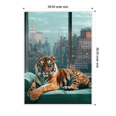 Sylvie Graceful Tiger in New York Framed Canvas by Michael Schauer