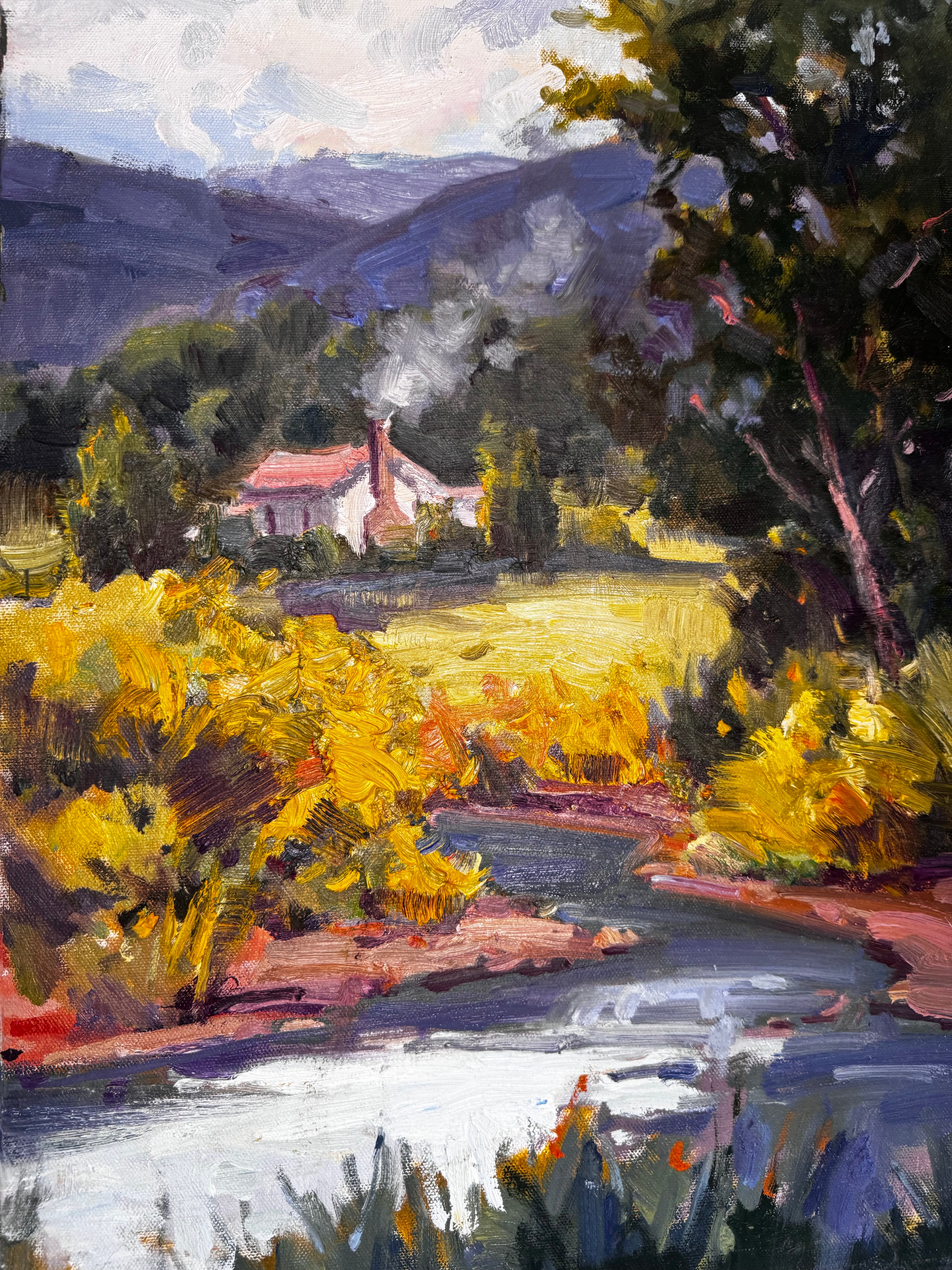 Thirty Seven 16x20 painting on board by John Beard Collection showing abstract coastal landscape