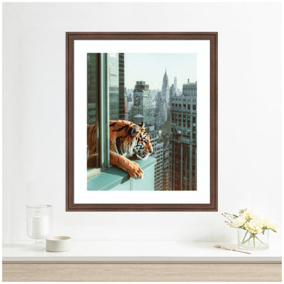 Framed Art Urban Tiger Overlooking Manhattan by Michael Schauer