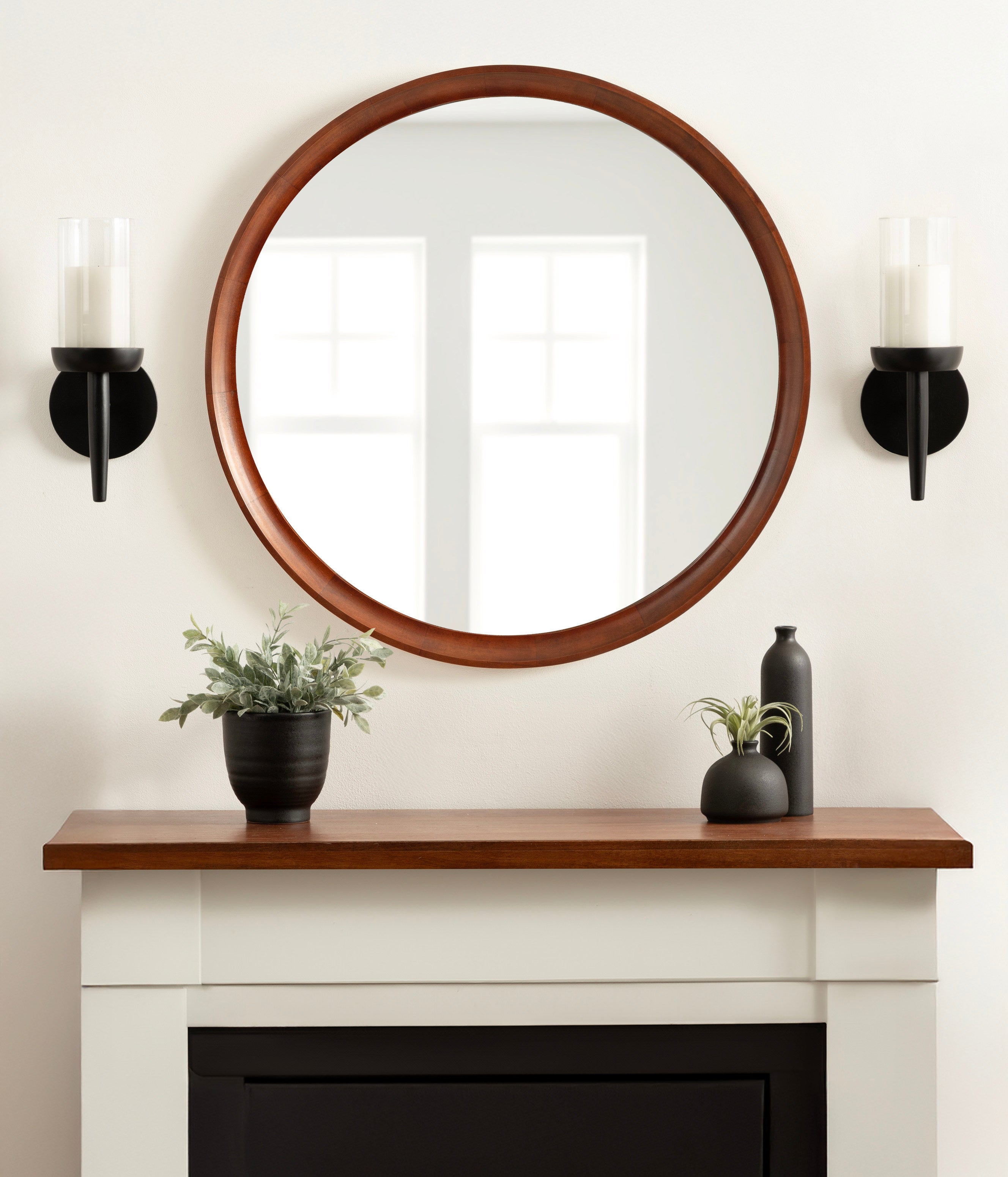 Hatherleigh Round Wood Wall Mirror