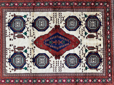 Hand-Knotted Afghani Kazak Wool Rug - 4'8" x 7'2" by Rugistan - product image 4 for Resin Society