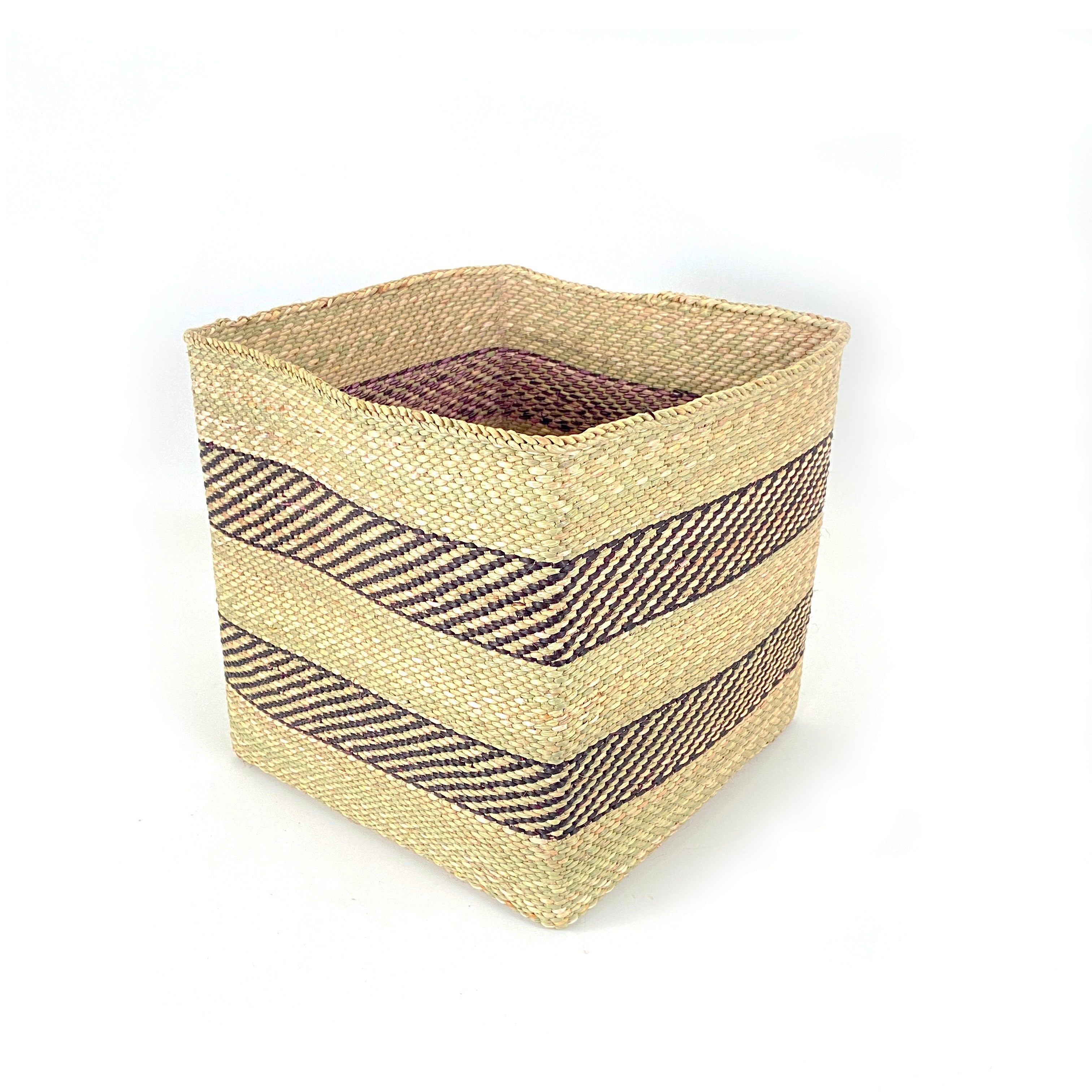 Square Natural w/ Black Stripe Iringa Basket by Mbare Ltd - product image 6 for Resin Society