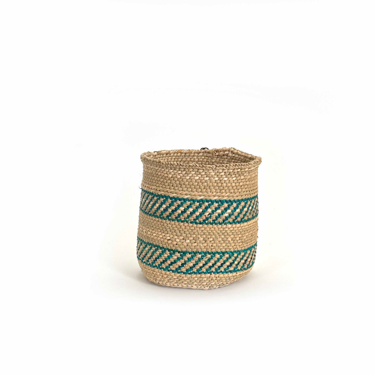 African Iringa woven basket with Turquoise Stripe by Mbare Ltd - product image 6 for Resin Society