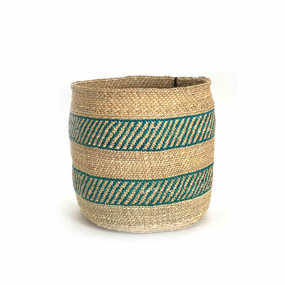 African Iringa woven basket with Turquoise Stripe by Mbare Ltd - product image 8 for Resin Society