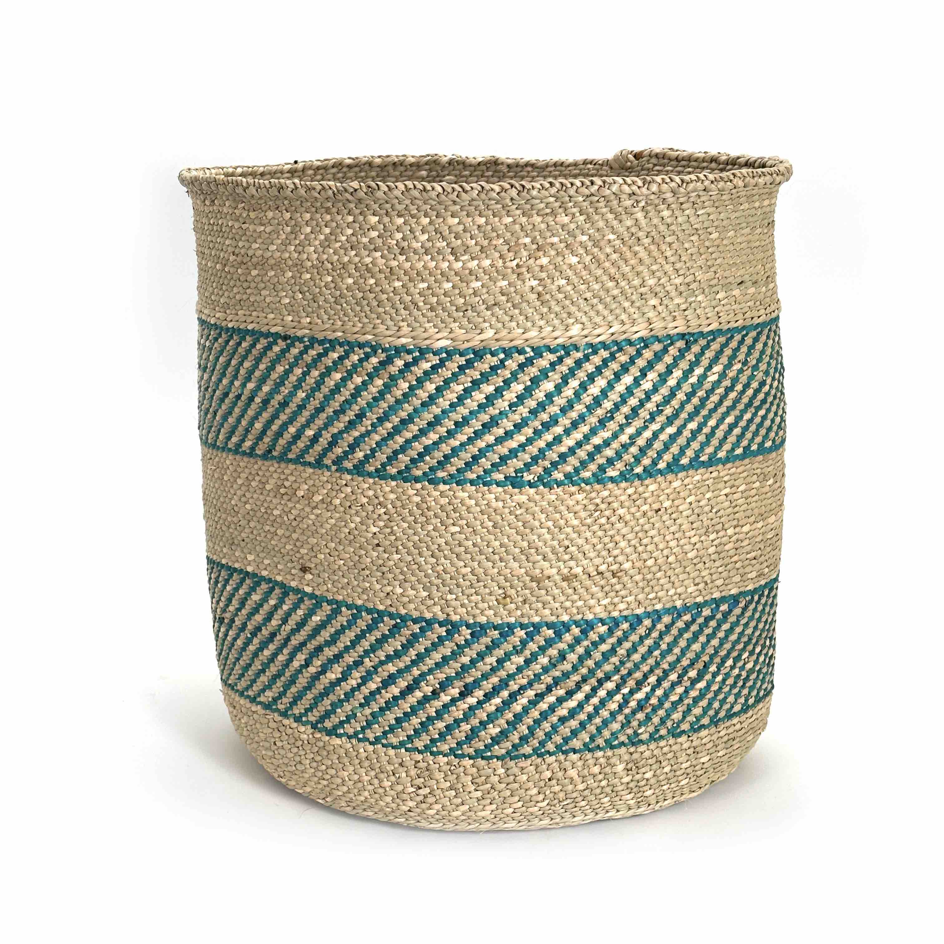 African Iringa woven basket with Turquoise Stripe by Mbare Ltd - product image 10 for Resin Society
