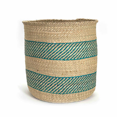 African Iringa woven basket with Turquoise Stripe by Mbare Ltd - product image 10 for Resin Society