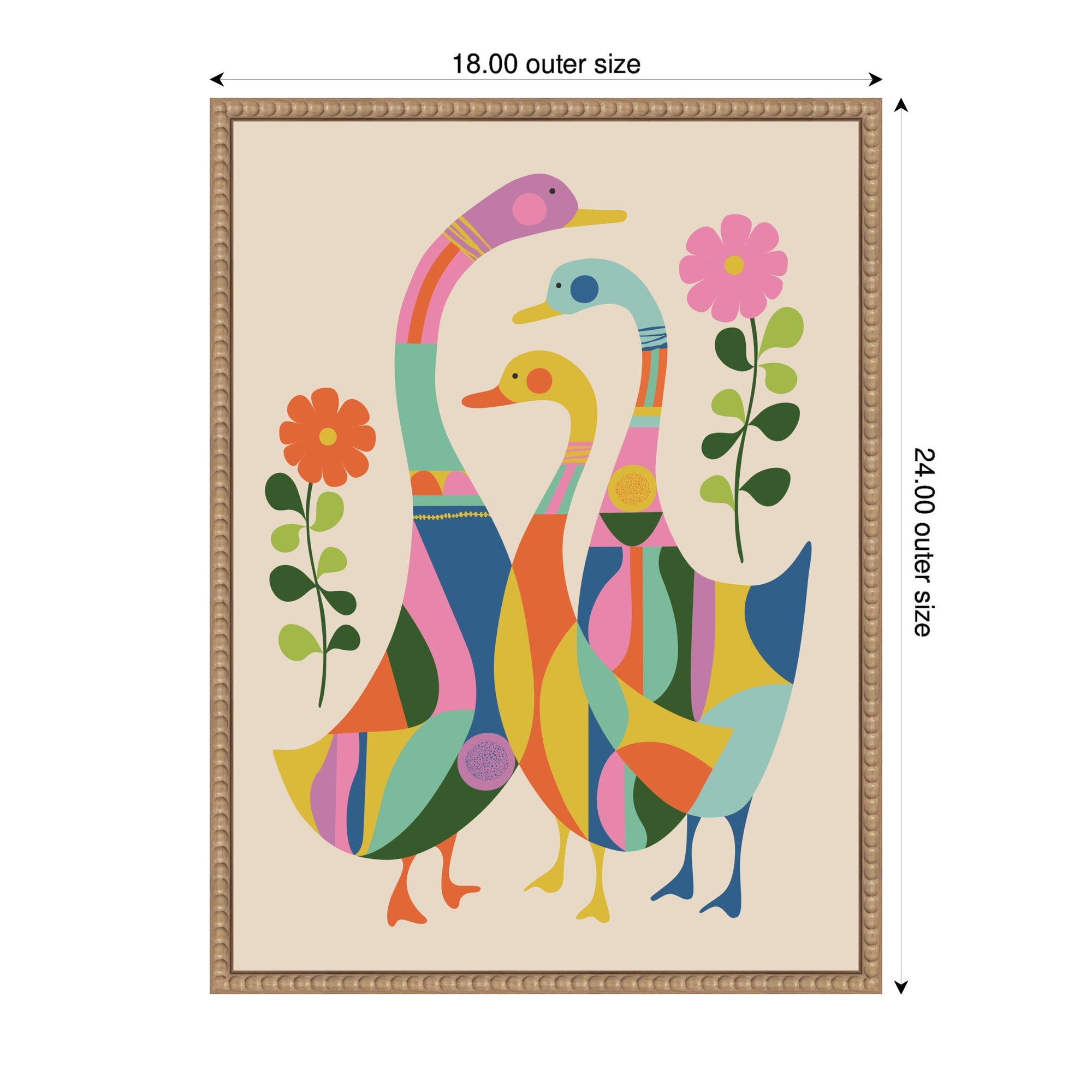 Sylvie Ducks and Wildflowers Framed Canvas by Rachel Lee