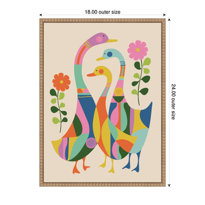 Sylvie Ducks and Wildflowers Framed Canvas by Rachel Lee