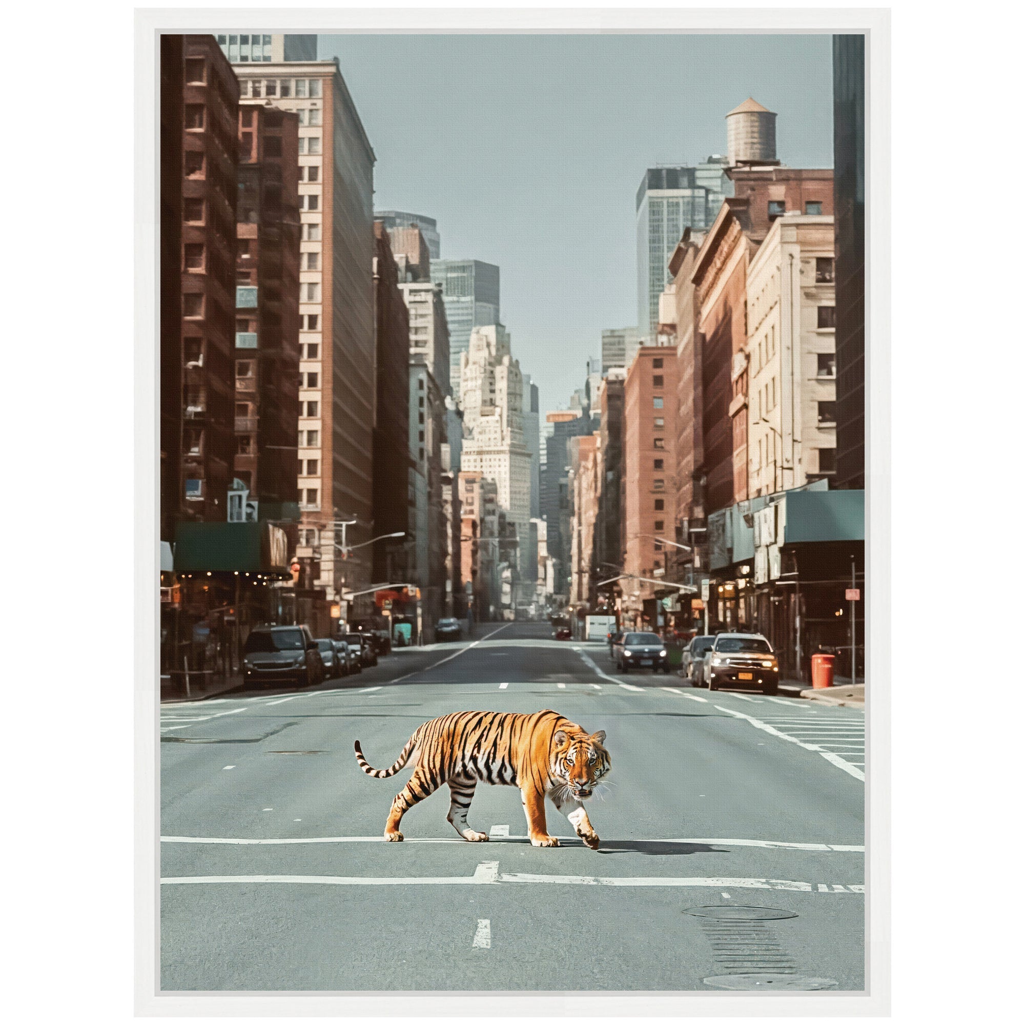 Sylvie Urban Tiger in the City Framed Canvas by Michael Schauer