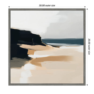 Sylvie Coastal Sand Modern Abstract Landscape I Framed Canvas by The Creative Bunch Studio