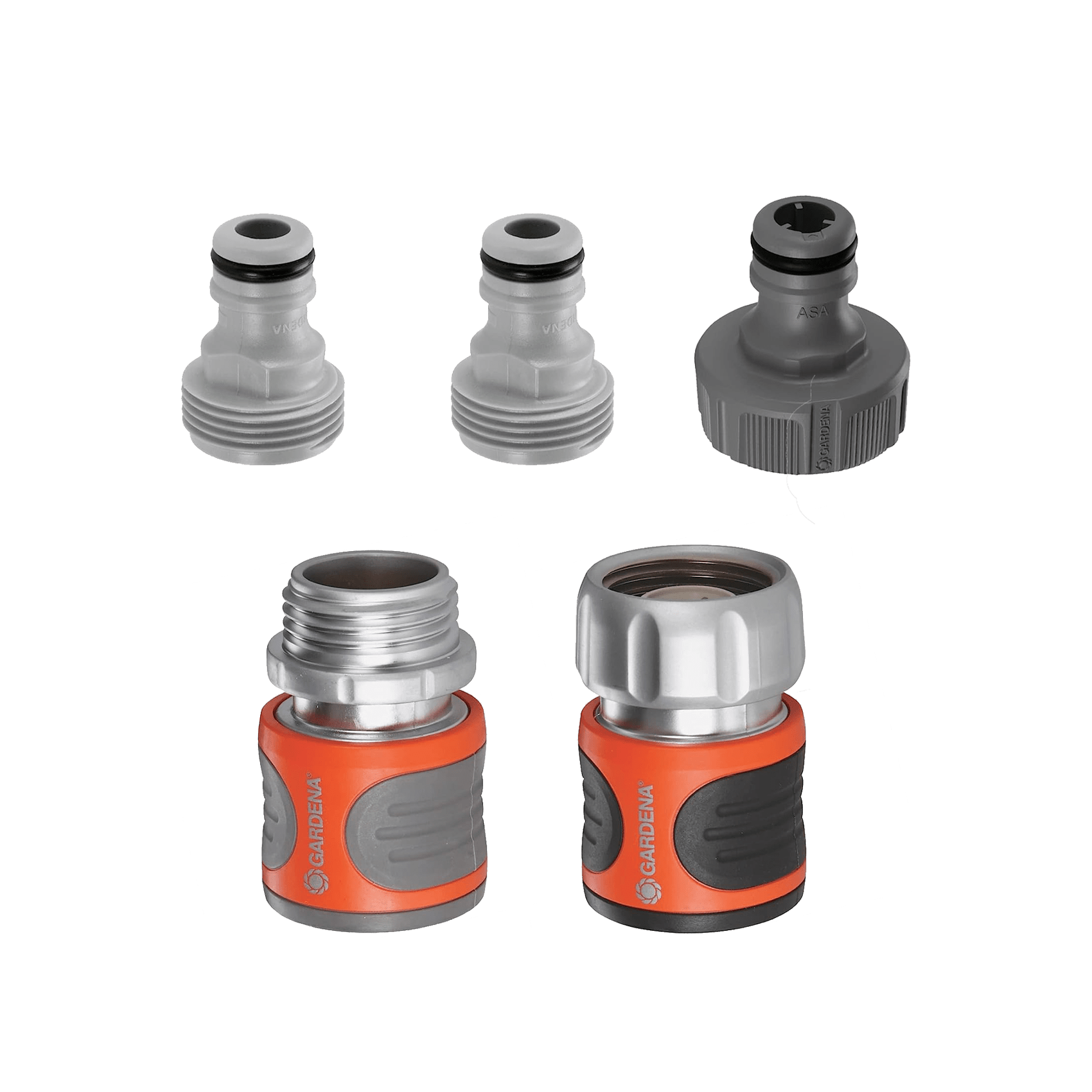 Premium Metal 5 Piece Quick Connect Starter Set components including metal and plastic connectors
