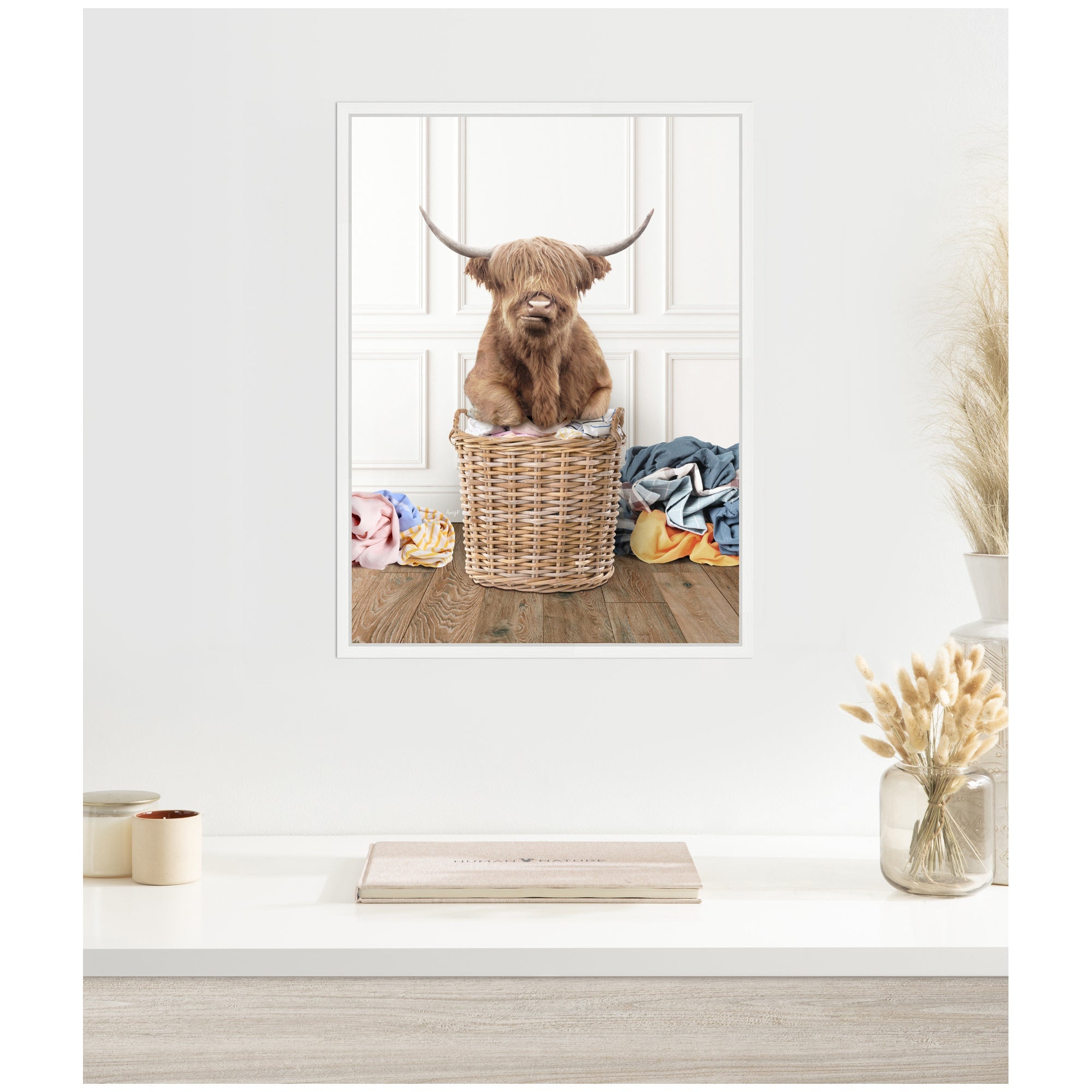 Sylvie Highland Cow Traditional Laundry Framed Canvas by kateandlaurel - product image 6 for Resin Society