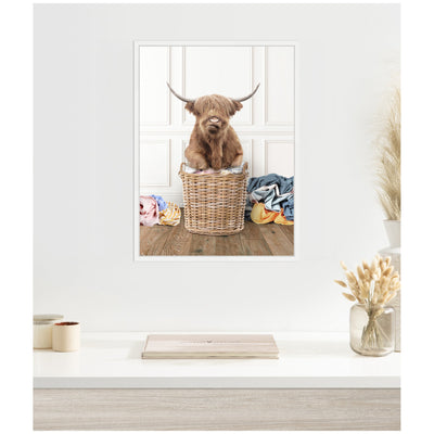 Sylvie Highland Cow Traditional Laundry Framed Canvas by kateandlaurel - product image 6 for Resin Society