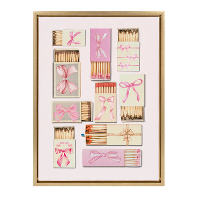 Sylvie Retro Matchboxes Bows Framed Canvas by Honey Island Studio