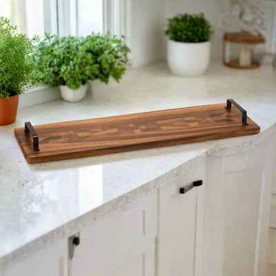 Acacia Serving Trays with Metal Handles by Kalmar Home - main product image for Resin Society