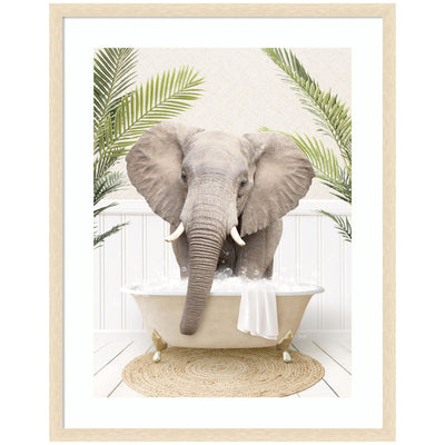Elephant Front Palm Bathtub by Amy Peterson Framed Wall Art Print