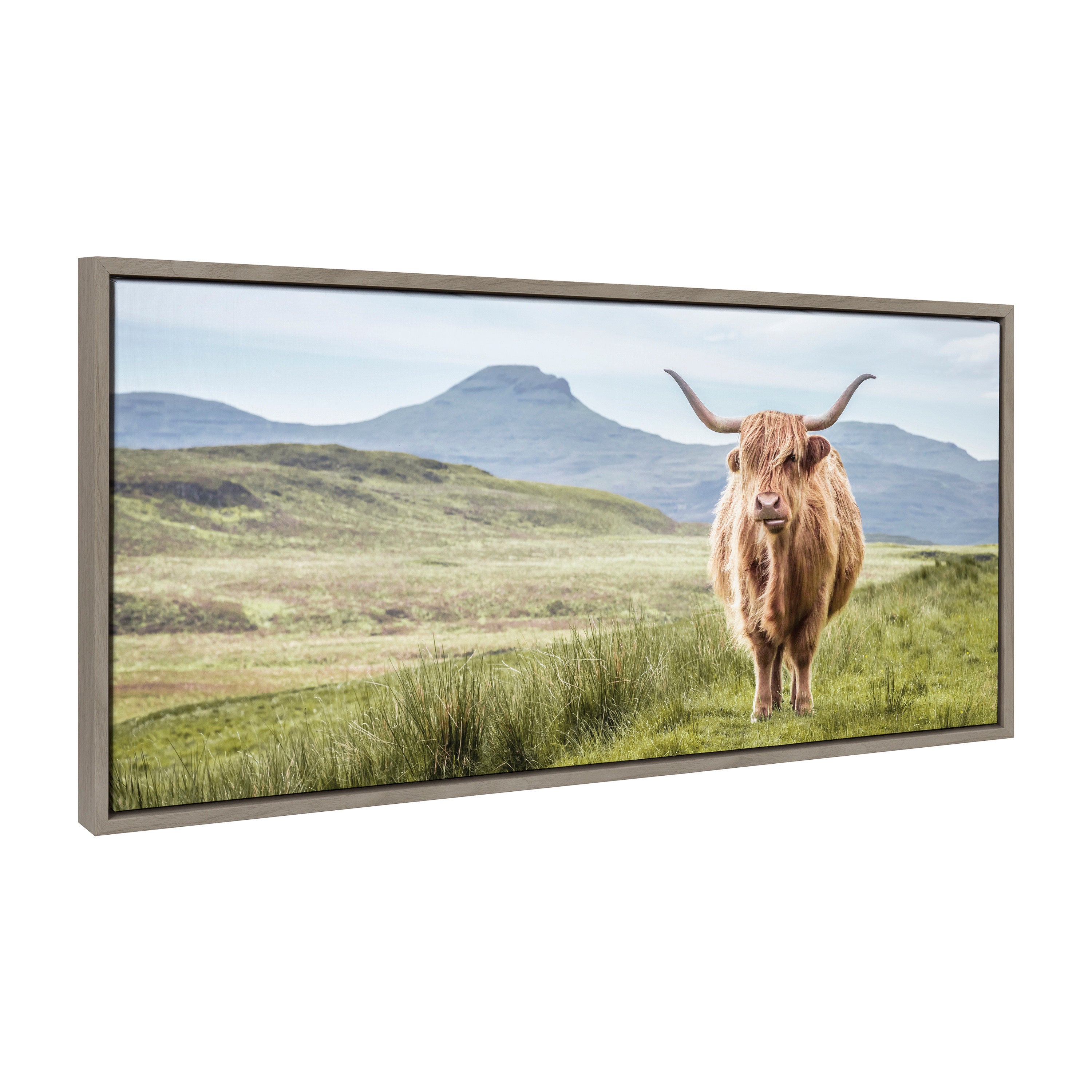 Sylvie Highland Cow Mountain Landscape Framed Canvas by The Creative