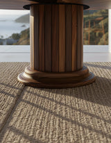 Round Dining Table with Solid Wood Drum Pedestal Base by Gizz - product image 4 for Resin Society