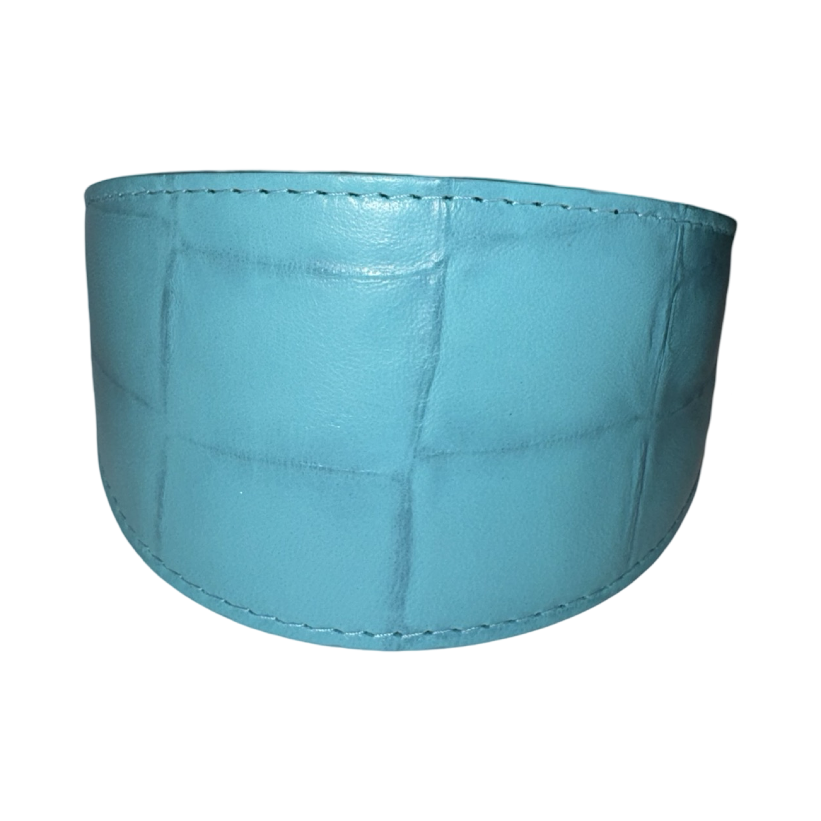 The Tiffany Collection: Turquoise Blue Embossed Croc Italian Leather 3” Wide Style Collar