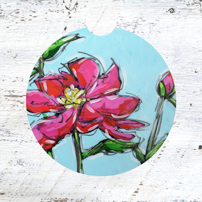 Car Coaster: Peony. Artist Christi Dreese by Dreese Fine Art - Resin Society