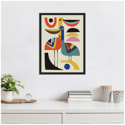 Sylvie Pelican Love Framed Canvas by Rachel Lee
