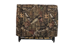 Woodhaven Full Firewood Rack Cover on firewood rack in outdoor setting