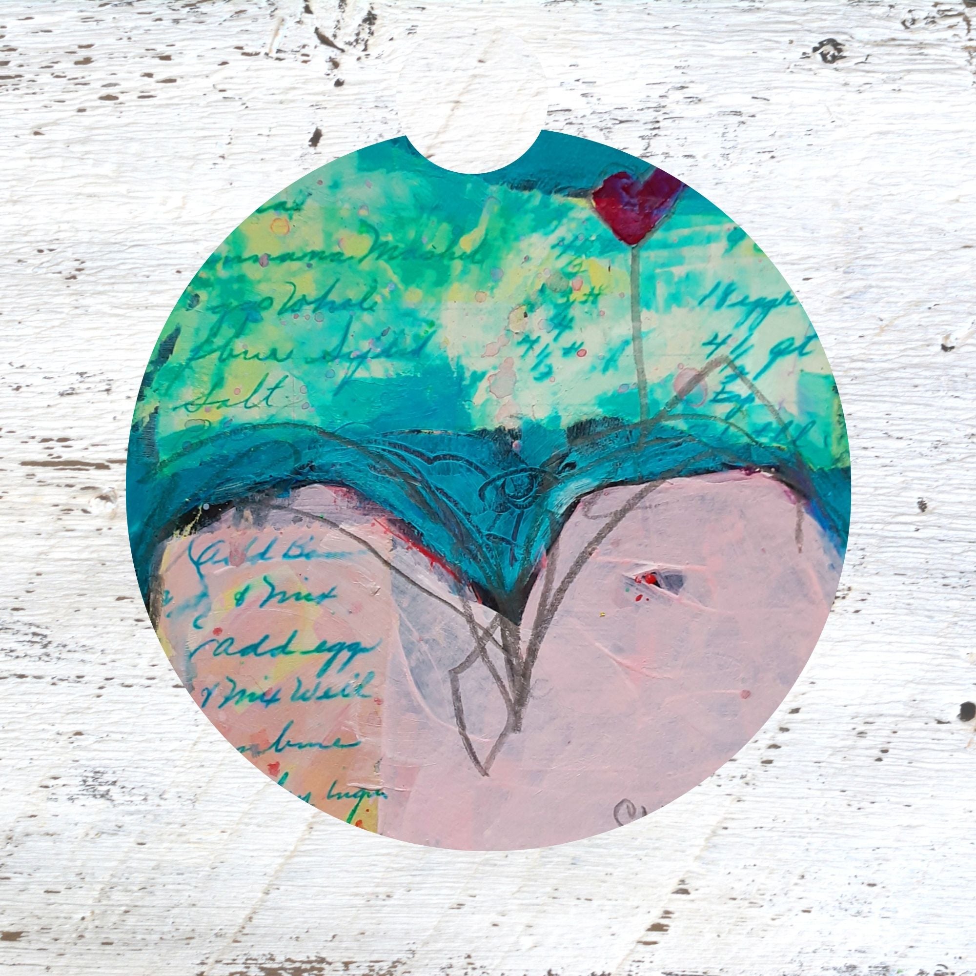 Car Coaster: Pink Heart. Artist Christi Dreese by Dreese Fine Art - Resin Society