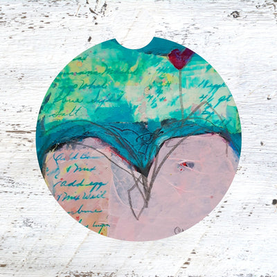 Car Coaster: Pink Heart. Artist Christi Dreese by Dreese Fine Art - Resin Society