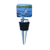 Wine Bottle Stopper with Anchored Sailboat decorative top