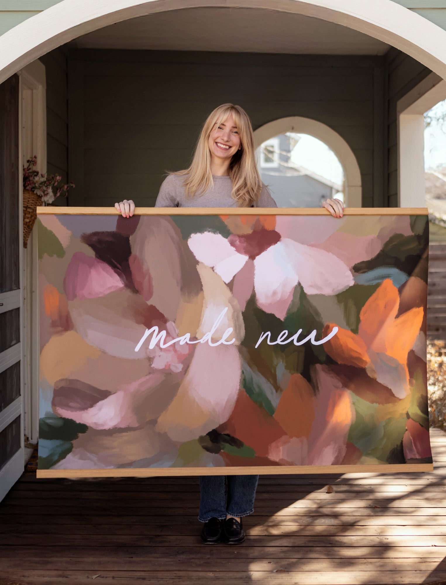 Large Canvas with Banner Wood: Made New by jenessawaitshop - main product image for Resin Society