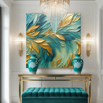 Abstract Gold And Blue Frosty Wall Art by Tailored Canvases - product image 3 for Resin Society