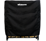 Woodhaven Full Firewood Rack Cover on firewood rack in outdoor setting