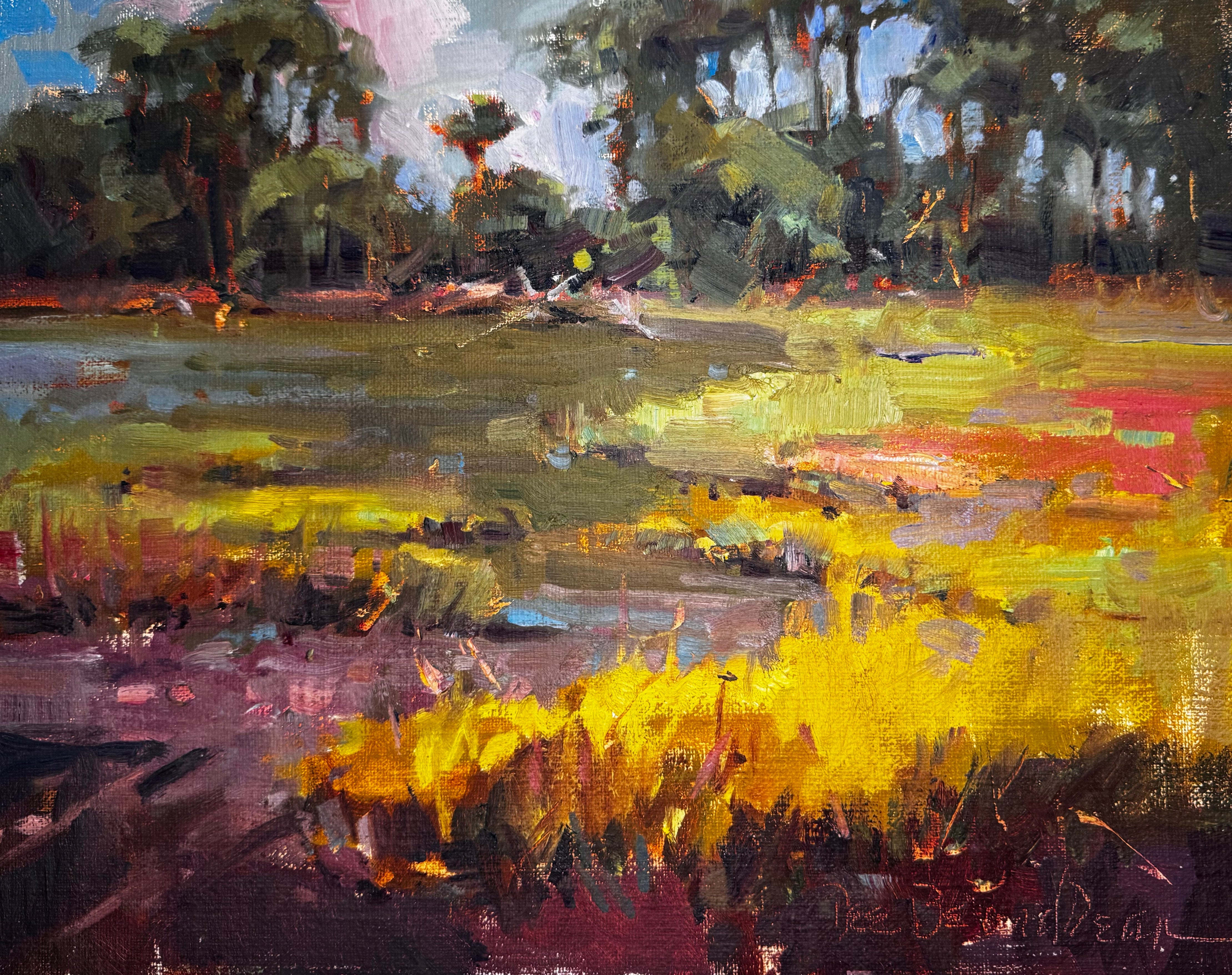 Three, plein air painting by John Beard Collection on board, 11x14 size