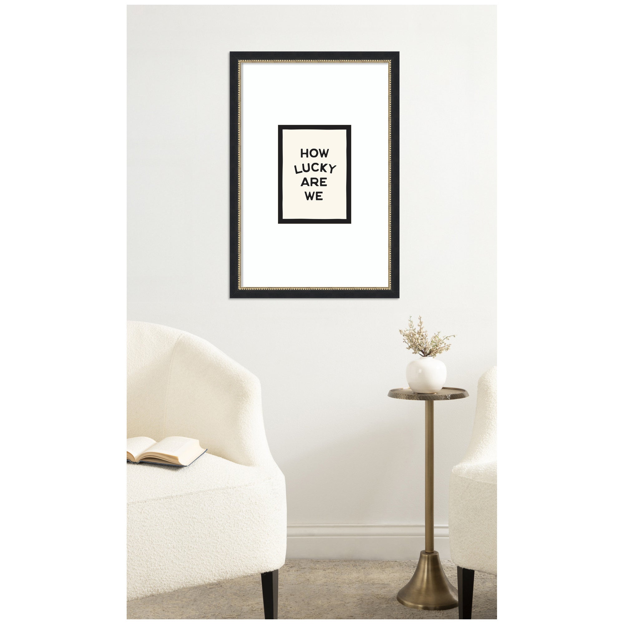 How Lucky Are We Inspirational Quote Poster, Dopamine Decor for Home or Apartment Retro Poster by Lucky Guava Framed Wall Art Print