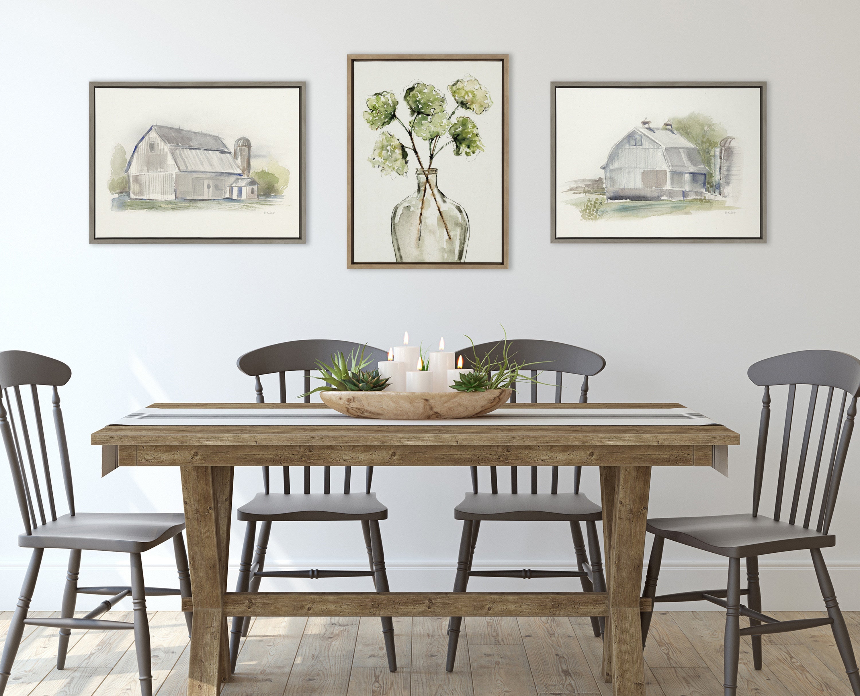 Sylvie Greenery Vase Framed Canvas