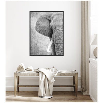Sylvie Black and White Minimalist Safari Elephant Framed Canvas by kateandlaurel - product image 7 for Resin Society