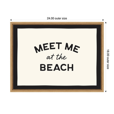 Meet Me at the Beach Coastal Typography Beach House Welcome by Lucky Guava Framed Canvas Wall Art Print