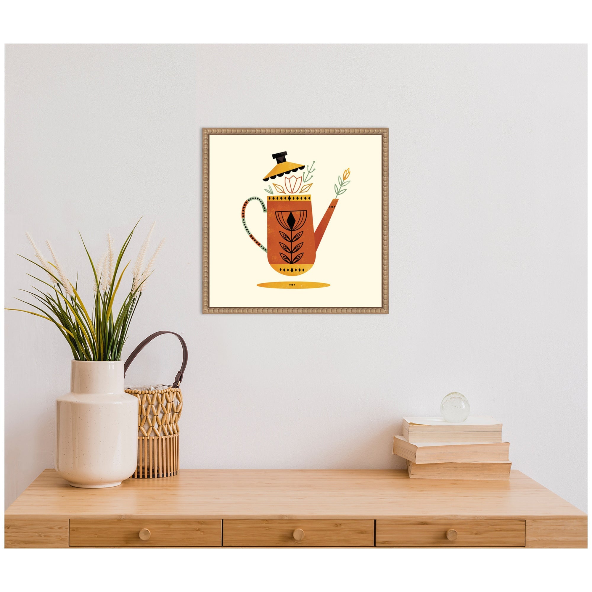 Sylvie Orange Kettle Framed Canvas by Amber Leaders