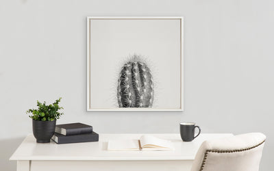 Sylvie Haze Cactus Succulent Tall Framed Canvas