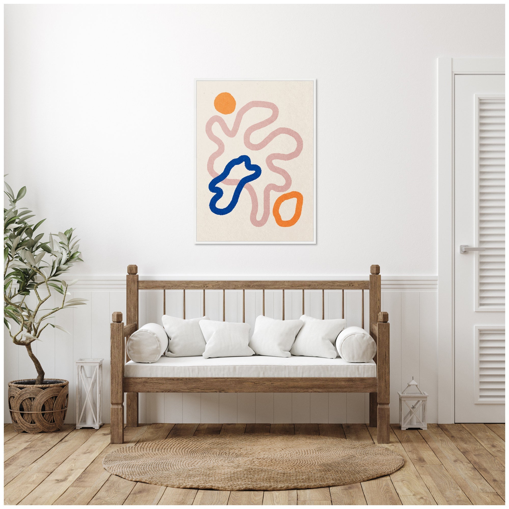 Sylvie Abstract Line Art Print 1 Framed Canvas by July Art Prints