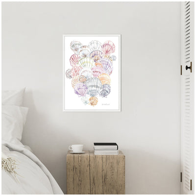 Sylvie Pale Pastel Shells Framed Canvas by Patricia Shaw