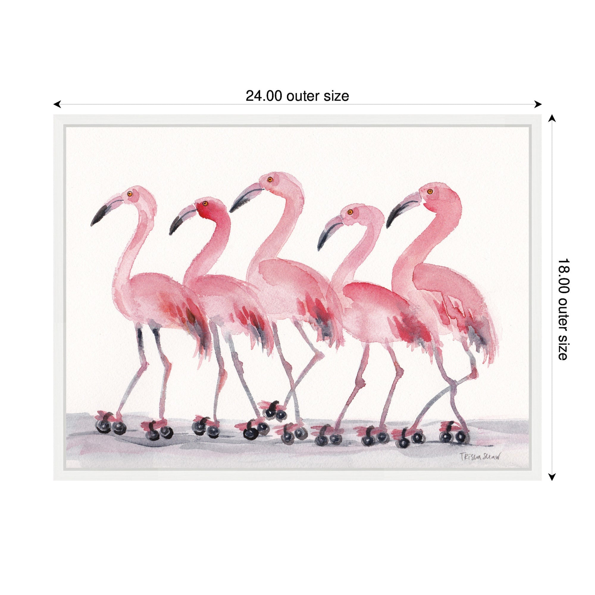 Sylvie Roller Skating Flamingos Framed Canvas by Patricia Shaw