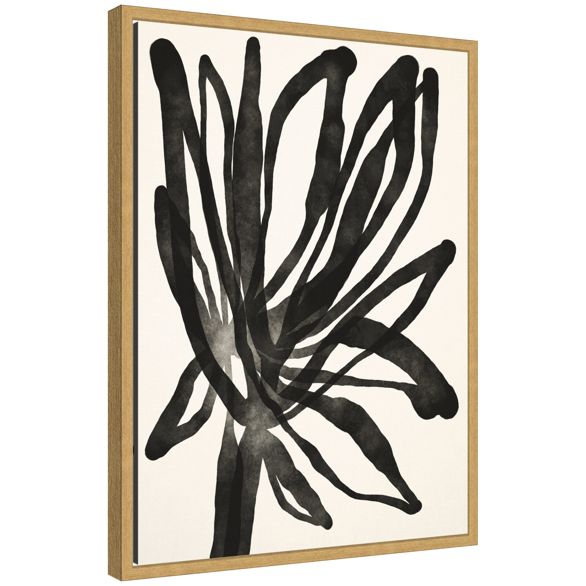 Sylvie Dark Floral framed canvas art by Alicia Bock showing abstract dark floral composition in a modern floating frame