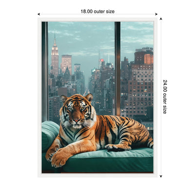 Sylvie Graceful Tiger in New York Framed Canvas by Michael Schauer