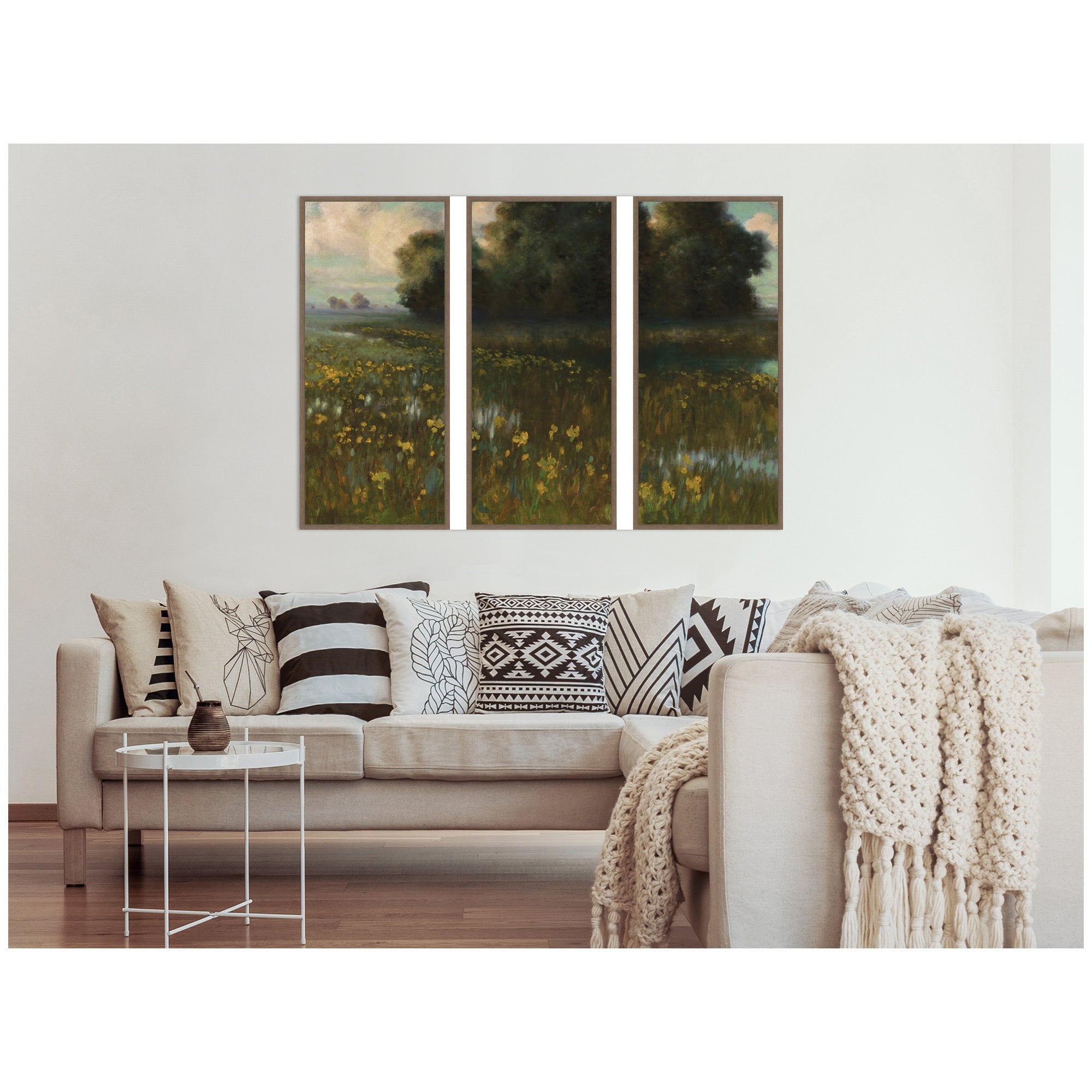 Cowslips in a Meadow Marshes 1899 Dabrowa Dabrowski 3 Piece Framed Canvas Wall Art Set